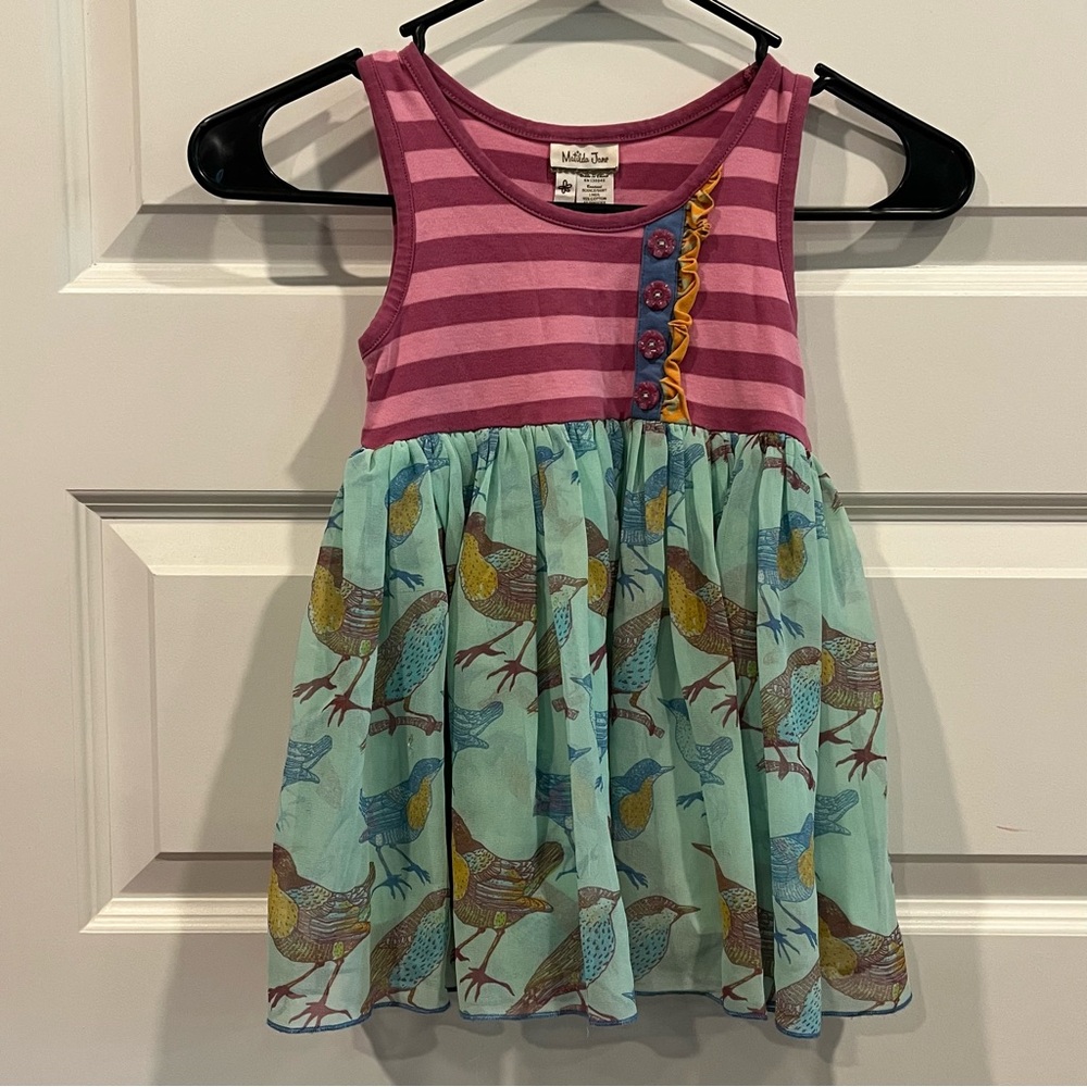 Matilda Jane Pink and Teal Bird Print Dress
